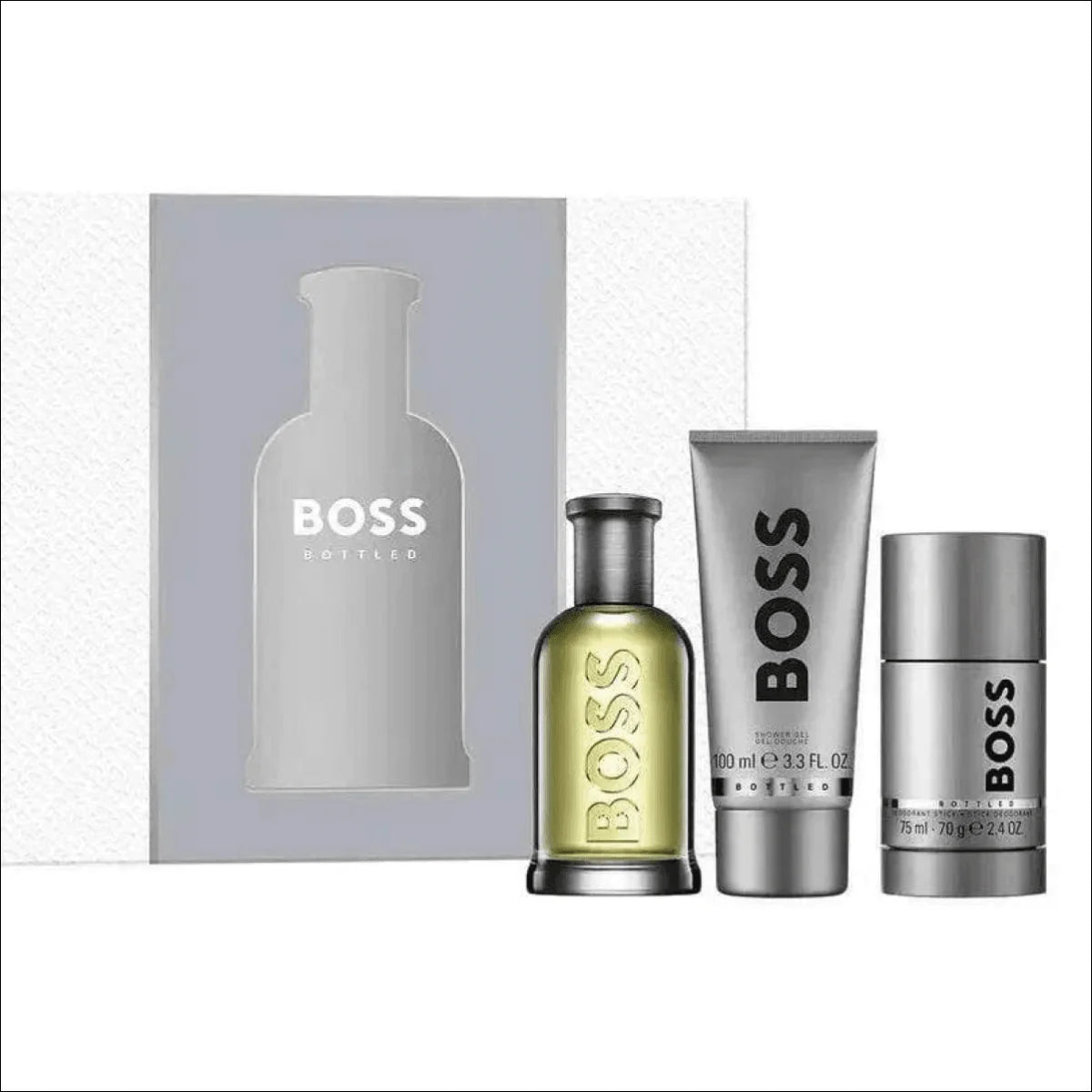 Conjunto BOSS Bottled: Eau de Toilette 100ml, Gel de Banho 100ml, Desodorante Stick 75ml - Jm Grife - boss,bottled,conjunto,issues,para,toilette - Jm Grife - Conjunto BOSS Bottled: Eau de Toilette 100ml, Gel de Banho 100ml, Desodorante Stick 75ml